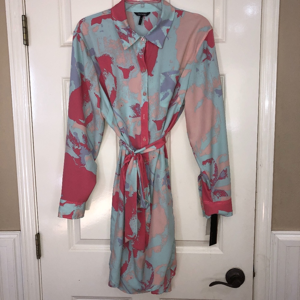 Daisy Fuentes Coral Combo Shirtdress XL NEW Dress
